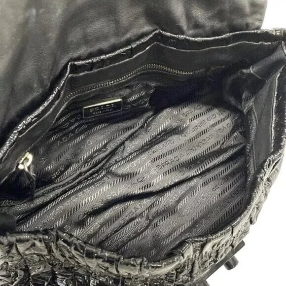 100% Authentic PRADA Gathered Bag Black Patent Leather Shoulder Bag 534-11924 - Picture 10 of 14